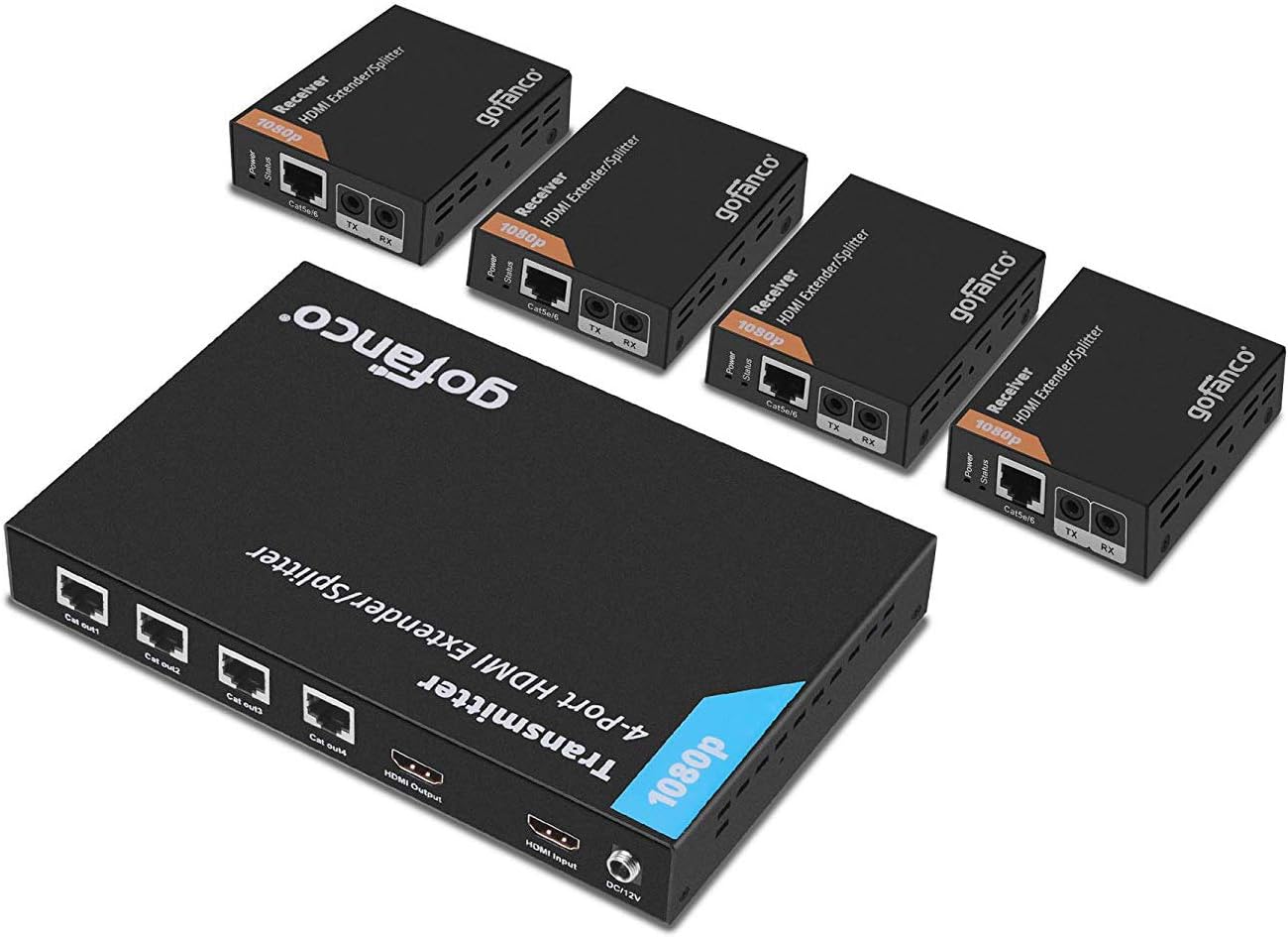 1x4 HDMI Extender Splitter 1080p Over Cat5e/Cat6/Cat7 with HDMI Loopout W70227