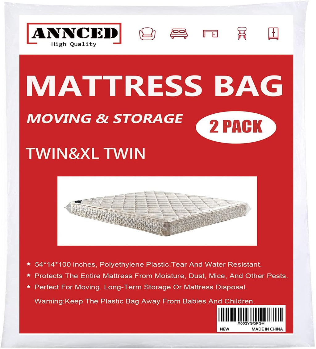 2 Packs 4 mil Thick Polyethylene Mattress Bag, California King N21778