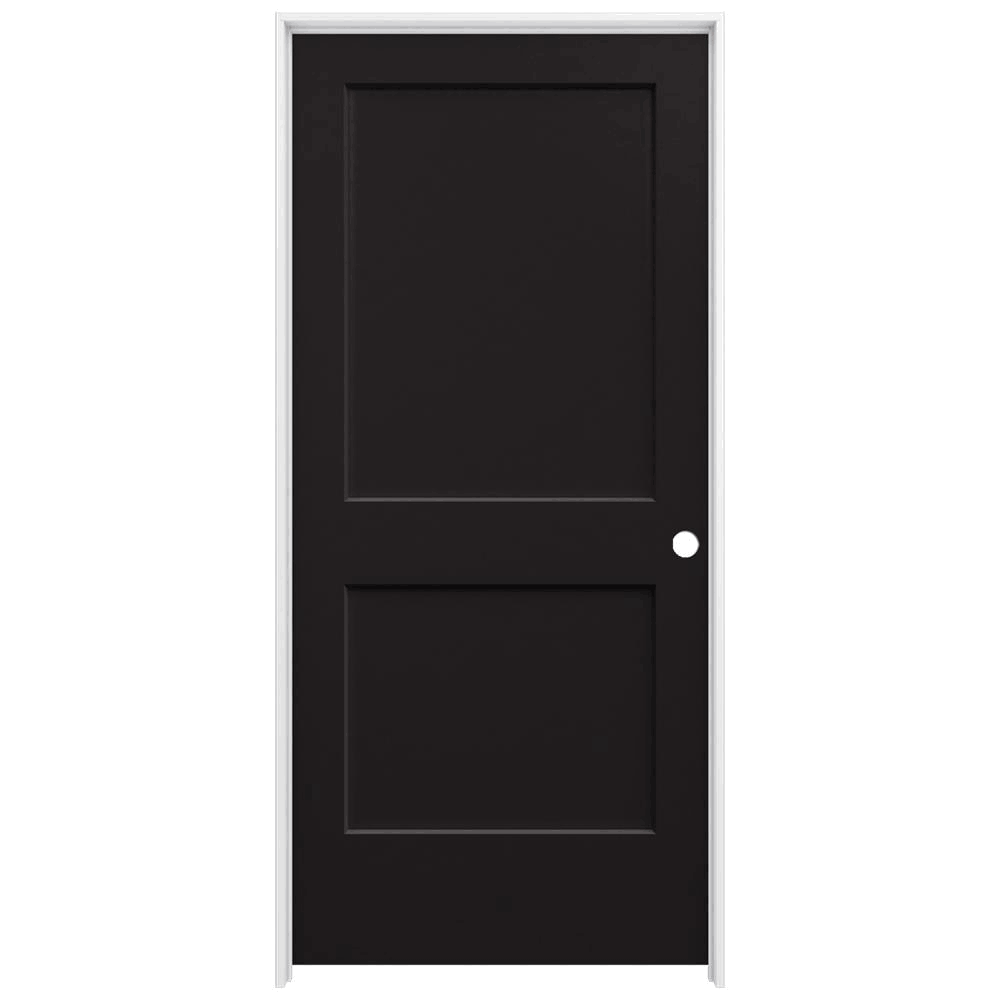 36 in. x 80 in. Black Painted Left-Hand Solid Core Molded Composite MDF Single Prehung Interior Door G8399