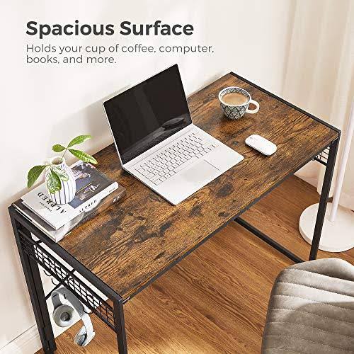 Black 39-Inch Folding Desk with 8 Hooks V433