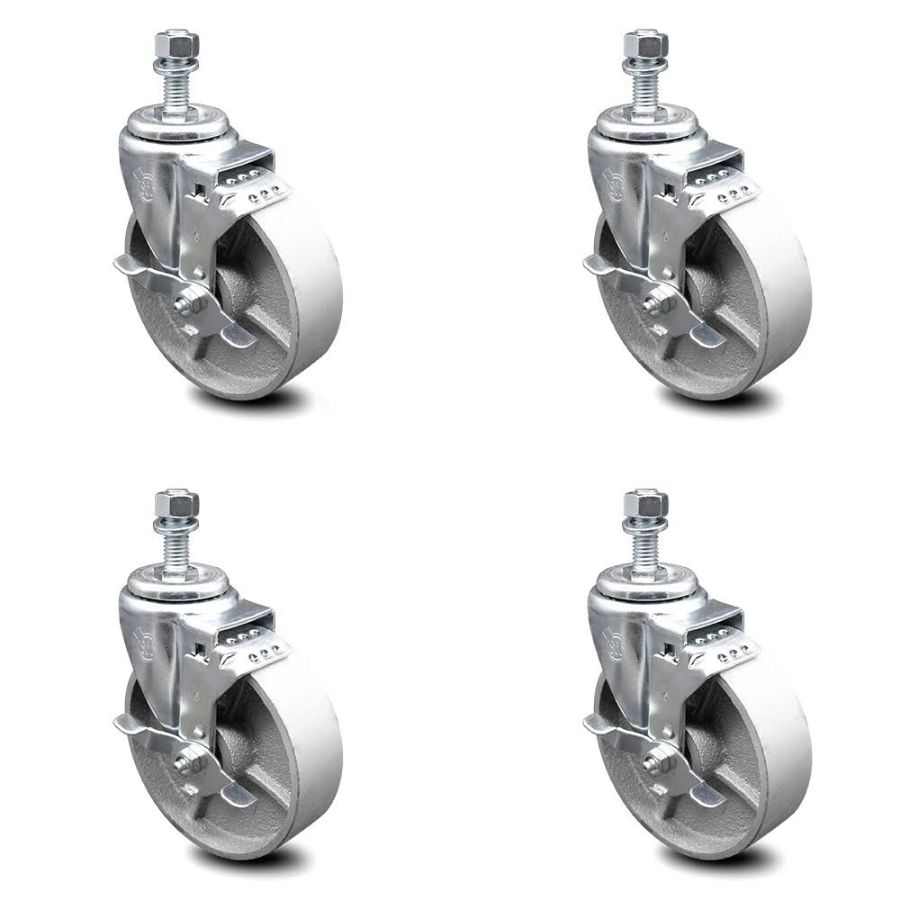 Semi Steel Swivel Caster with 5x22 Wheel and 3/8x22 Stem, 4 Swivel with Top Lock Brake S73318
