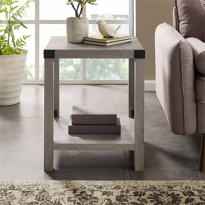 Gray Wash Metal Side Table J910810