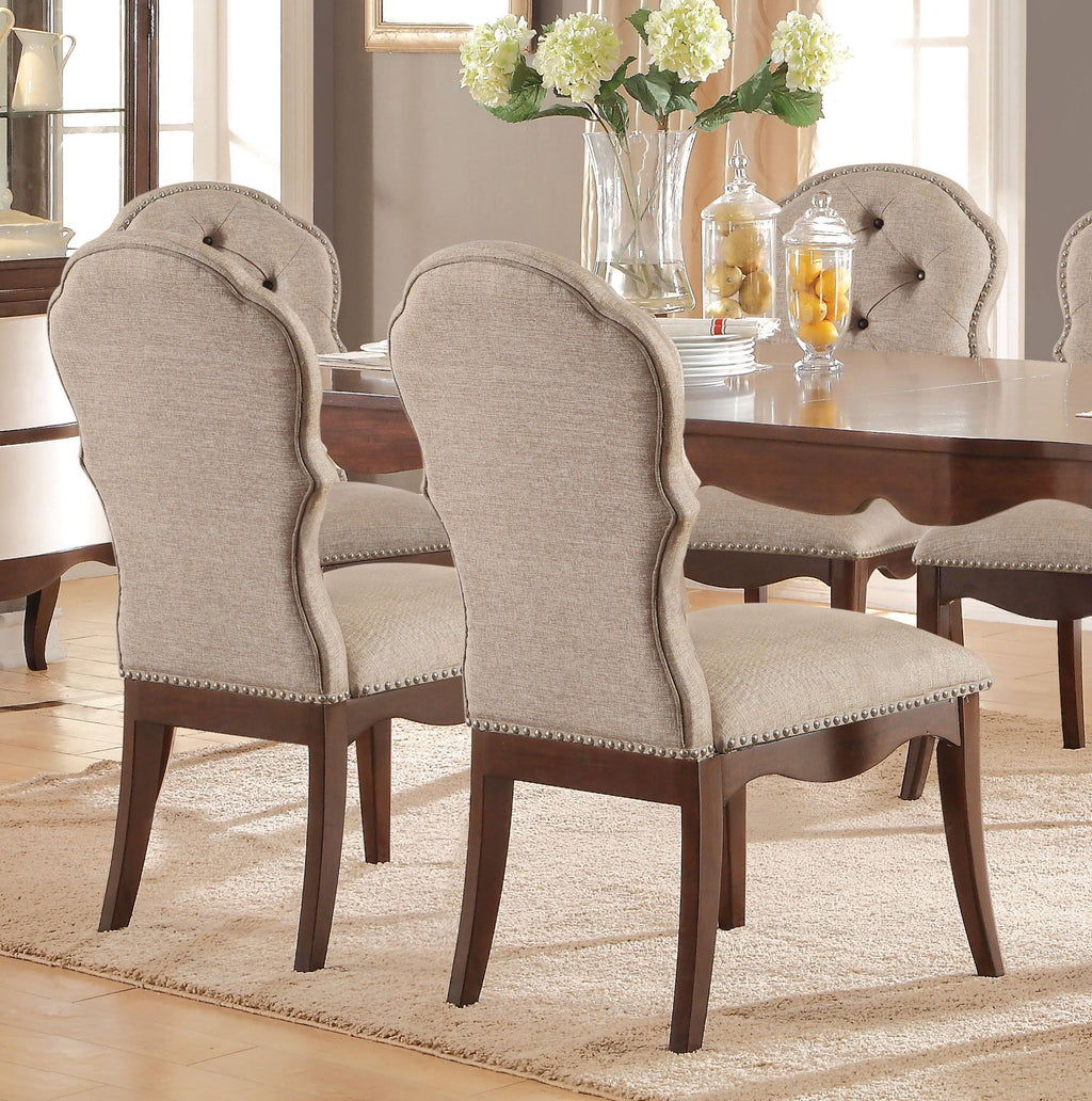 Beige Fabric Walnut Side Chair (Set of 2) U941