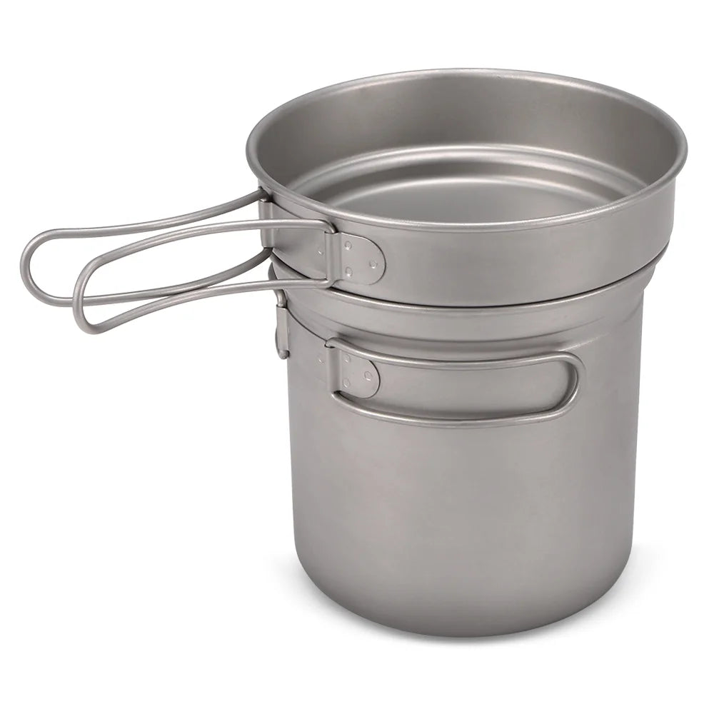 Titanium Cookware Set 1000ml 750ml Pot Pan Spoon Set B541