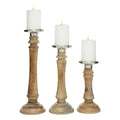 Brown Mango Wood Candle Holder Set of 3 Q56648